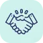 A drawing of two hands shaking each other.